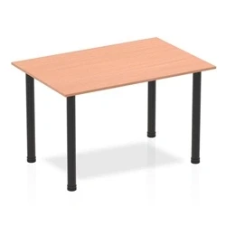 Image of Impulse 1200mm Straight Table Beech Top Black Post Leg