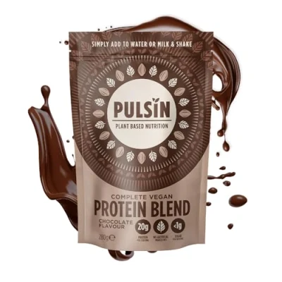Image of Pulsin Complete Chocolate Vegan Protein Blend 20g Plant Based Natural, Gluten Free and Shake Powder Faba Bean, Pea Pumpkin Seed