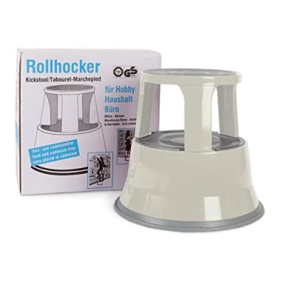 Image of Office Marshal Small Rolling Stool Elephant Base Steel TÜV + GS Tested Light Grey