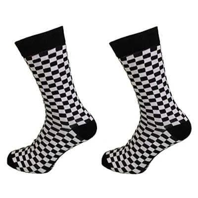 Image of Mazeys Mens 2 Pair Pack Ska Tone Retro Socks (Checkerboard)