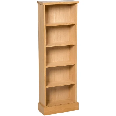 Image of Hallowood Furniture Waverly Oak DVD Storage Cabinet in Light Oak, Wooden (120 DVDs), Bookcase with 5 Shelves, Rack, CD Shelving Unit for Living Room &amp; Hallway