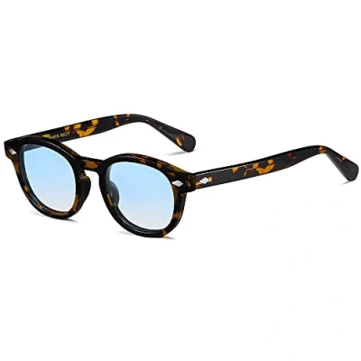 Image of SHEEN KELLY Retro Oval Sunglasses For Men Women Pirate Captain Johnny Depp Style Polarized Lens Acetate Material