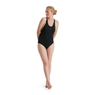 Image of Speedo Women&#039;s Eco Endurance+ Power Cross Back Swimsuit Athletic Fit Classic Design Recycled Fabric Chlorine Resistant Extra Flexibility, Black, 32