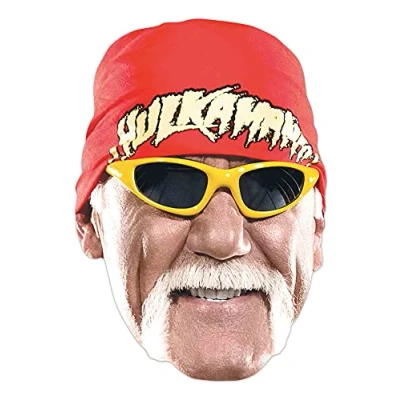 Image of STAR CUTOUTS Halloween SM400 Hulk Hogan Party Decorations Single Face Mask Amazing Talking Point &amp; Gift for WWE Fans, Multicolour
