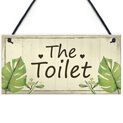 Image of RED OCEAN Shabby Chic Toilet Sign Door Plaque Bathroom Accessories Home Decor