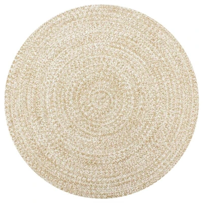 Image of vidaXL Handmade Rug Jute White and Natural 150 cm
