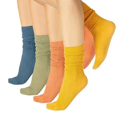 Image of CALZITALY PACK 4 PAIRS Non Elastic Band Socks, Shiny Opaque Knee High Ribbed Socks Green, Blue, Black, Grey 60 DEN Made in Italy (One Size, ASSA)