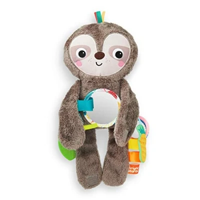 Image of Bright Starts Slingin’ Sloth Travel Buddy Plush Stuffed Animal Take Along Stroller or Carrier Toy, Ages 0 Month+
