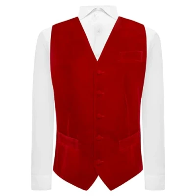 Image of King &amp; Priory Dark Red Velvet Waistcoat XL