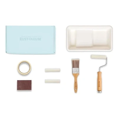 Image of Rust Oleum Ready to Roll Eco Paint Kit (Small) Kitchen Cupboard Satin Soft Blues