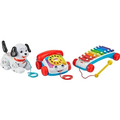 Image of Fisher Price pull Along Basics Gift Set, 3 classic toys for infants and toddlers ages 12 months older