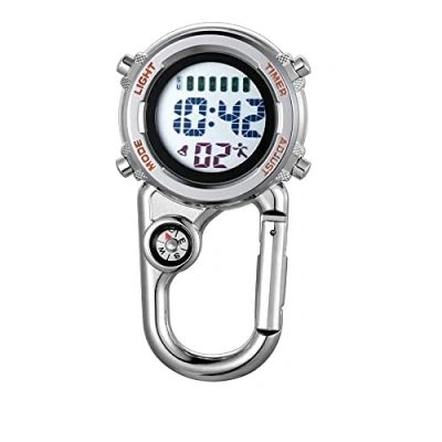Image of JewelryWe Mens Womens Digital Clip on Watch Mini Microlight Backpack Buckle Belt fob for Rock Climbing Doctors Nurses Chefs