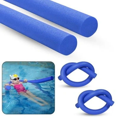 Image of ASAB Swimming Pool Noodle Swim Aid, Aqua Aerobics, Exercise Float Aid Vertical Flexible, Soft &amp; Durable Foam Sticks Support For Kids and Adults Training (BLUE 2 PACK)