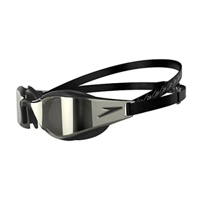 Image of Speedo Unisex Fastskin Hyper Elite Swimming Goggles Competitive Performance Training Hydrodynamic, Black/Oxid Grey/Chrome, One Size
