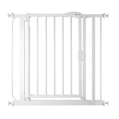 Image of Safetots Pressure Fit Self Closing Stair Gate, 82.2cm 89.2cm, White, Auto Baby Safety Barrier for Toddler, Easy Installation