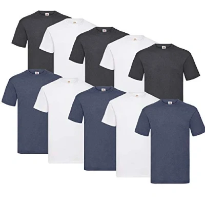 Image of Fruit of the Loom Valueweight Men’s T Shirt, Pack 5, 4white/3darkheather/3vin.navy, S