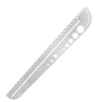 Image of Multifunctional Stainless Steel Ruler,Drawing Ruler, Metal Scale, Construction Rulers,Compass,Protractor and Hex Socket,School Ruler,11.8in/30 cm.