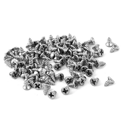 Image of Sourcingmap M1.4 x 3mm Phillips Flat Head Self Tapping Screw Fasteners 100 Pcs
