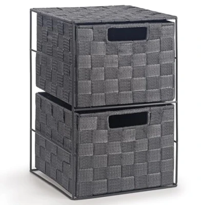 Image of EHC 2 Drawer Storage Unit Cabinet for Bedroom/Bathroom Grey