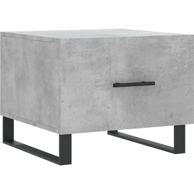 Image of vidaXL Coffee Table with Drawer in Concrete Grey Sturdy Engineered Wood Iron Legs Modern Square Living Room Furniture
