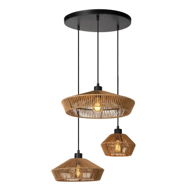 Image of Yunkai Cottage Cluster Pendant Light Ø 60cm 3xE27 Wood