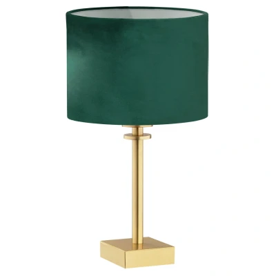 Image of Abbano Table Lamp With Round Shade Green, Brushed Brass