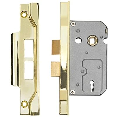 Image of 64mm 2 Lever Contract Rebated Sashlock Square Forend Electro Brassed