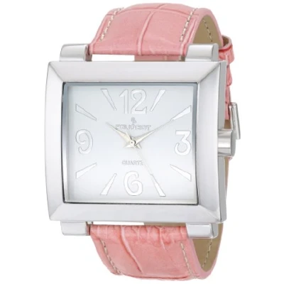 Image of Peugeot Women&#039;s Leather Easy Read Big Face Watch, Pink, No Size, Dress Watches