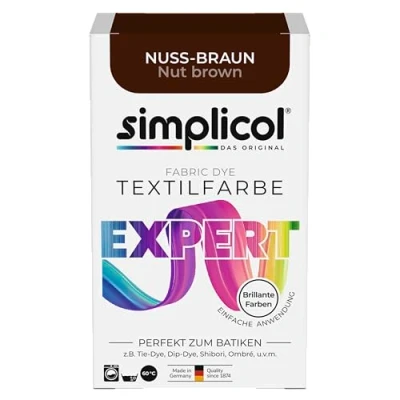 Image of simplicol Textile Dye Expert Nut Brown 1716 for Changing and Refreshing Clothes, Machine Washable, Cotton, Wool, Silk, Linen, Viscose &amp; Blended Fabric