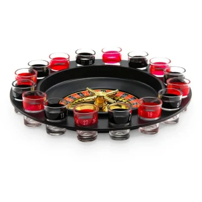 Image of Crystals Casino Party Glasses Game Spin &amp; Shot Roulette Wheel Drinking Set for Adults 18+