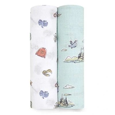 Image of aden + anais Swaddle Blanket, Boutique Muslin Blankets for Girls &amp; Boys, Baby Receiving Swaddles, Ideal Newborn Infant Swaddling Set, Perfect Shower Gifts, 2 Pack, Hogwarts Essentials