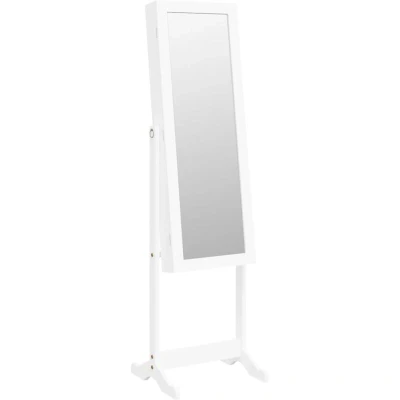 Image of vidaXL Mirror Jewellery Cabinet with LED Lights Free Standing White