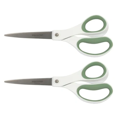 Image of Fiskars Everyday Softgrip Titanium Fashion Scissors (8&quot;) 2pk Forest Fern