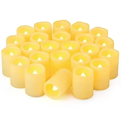 Image of Yakpo 24 Pack 5cm Flameless Flickering LED Votive Candles Battery Operated, Electric Fake Tea Light, Flicker Tealight Candle Bulk for Wedding Party Christmas Halloween Lantern Decorations