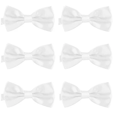 Image of DonDon Set of 6 Men’s bow tie 4.72 x 2.36 12 cm already tied and completely adjustable White