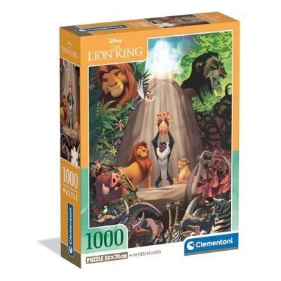 Image of Clementoni Jigsaw Puzzle Disney The Lion King 1000 Pieces Compact Box, Poster Included, Disney, For Adults 14 99 Years, Gift Men/Women, Made In Italy, 39902