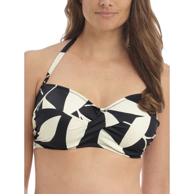 Image of Fantasie Womens Ile De Re Twist Bandeau Bikini Top &amp; Cream Black Nylon Size 32E