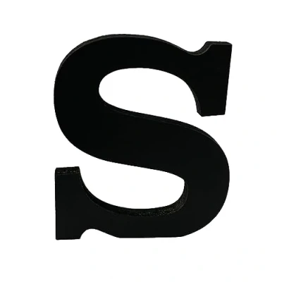 Image of Black Wooden MDF Letter S Size 8cm Tall Free Standing Letters for Arts &amp; Crafts Personalized Name Decor