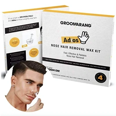 Image of Groomarang Adios Nose Hair Removal Wax Kit Nasal &amp; Ear Hairs Painless, Effective and Safe