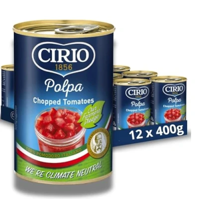 Image of CIRIO Polpa, Chopped Tomatoes, 100% Italian, Climate Neutral, Canned, Tinned, 400g (Pack of 12)