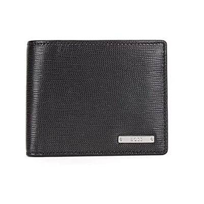 Image of BOSS Mens GalleryA Trifold Logo Plate Wallet in Italian Leather