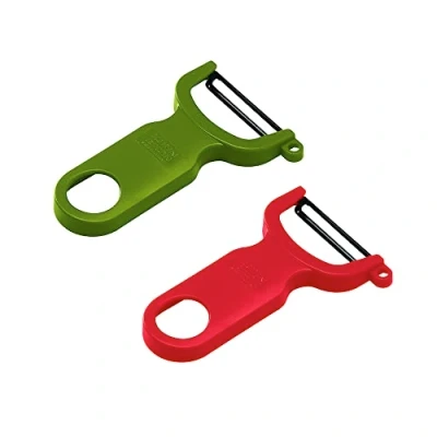 Image of Kuhn Rikon Potato Peelers (set of 2) with Steel Blade. Vegetable Peeler. Veg for Kitchen. Light Speed Apple Peeler 3 Year Kitchen Accessories Guarantee