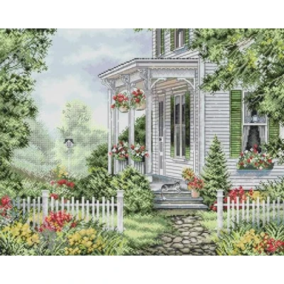 Image of Awesocrafts Cross Stitch Stamped Kits Sweet Home Easy Patterns Stitching Embroidery Needlework Kit Supplies 14CT 2 Strands