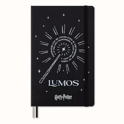 Image of Moleskine Wizarding World Harry Potter Spells Collection Lumos Notebook, Ruled Notebook with Phosphorescent Hardcover and Custom Endpapers, Large Size 13 x 21 cm