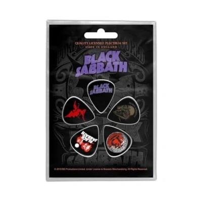 Image of Black Sabbath Plectrum Pack, 1mm thick, Purple Logo, Officially Licensed, Made in England, Nylon, Heavy Gauge, Guitar