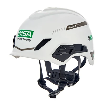 Image of MSA V Gard H1 Trivent Safety Climbing Helmet Ventilated White 5264 cm Hard hat with chinstrap for Work at Height and Rescue EN12492 &amp; ANSI