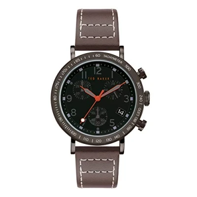 Image of Ted Baker Marteni 42 mm Men&#039;s Chrono Gray Leather Watch BKPMRF902