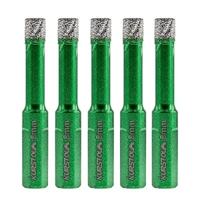 Image of Porcelain Tile Diamond Drill Bits Dry Hole Saw Set for Ceramic Marble Granite Stone,Diamond Core Bit Kit Triangle Shank Fixed on Drills,No.K1(5pcs 8mm)
