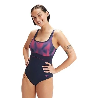 Image of Speedo Shaping Contoureclipse Printed Swimsuit UK 34