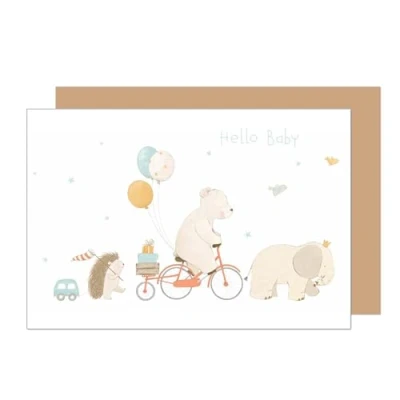 Image of Edition Seidel Premium Birth Greeting Card with Envelope For Him or Her Son Daughter Boy Girl Event Hello Baby Welcome (E278 SW024)
